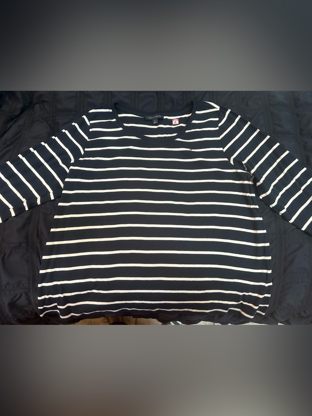 Navy and White Striped Long Sleeve Tommy Hilfiger Top